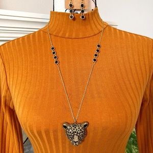 African inspired Leopard pendant Necklace/Earring Set